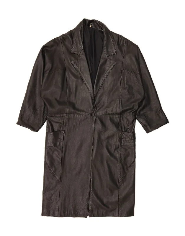 Affordable Luxury Women's Apparel VINTAGE Womens Leather Coat US 12 Large Black Leather Affordable Luxury Women's Apparel VINTAGE Womens Leather Coat US 12 Large Black Leather