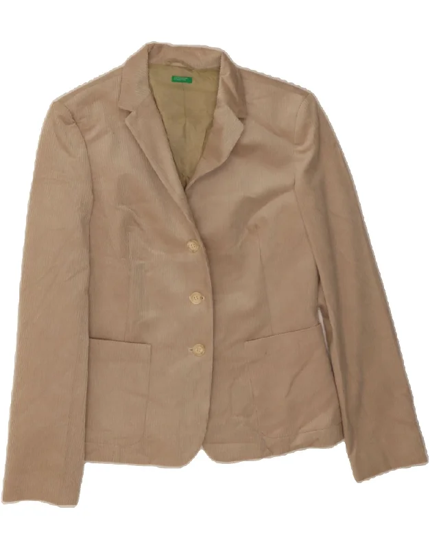 Sporty Streetwear BENETTON Womens 3 Button Corduroy Blazer Jacket IT 44 Medium Beige Cotton Sporty Streetwear BENETTON Womens 3 Button Corduroy Blazer Jacket IT 44 Medium Beige Cotton