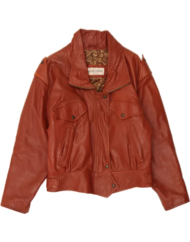 Chic Women's Attire VINTAGE Womens Loose Fit Leather Jacket IT 42 Medium Brown Leather Chic Women's Attire VINTAGE Womens Loose Fit Leather Jacket IT 42 Medium Brown Leather