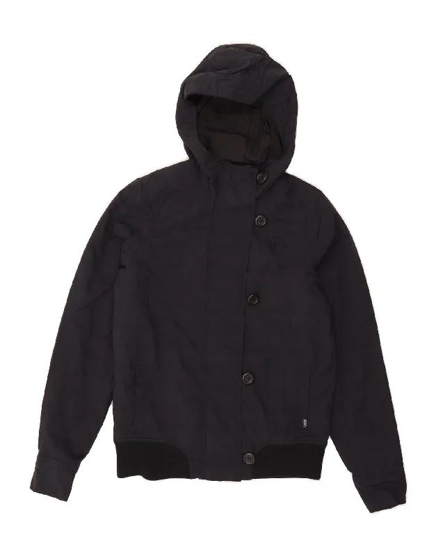 City Fashion VANS Womens Hooded Bomber Jacket UK 14 Medium Black Check Nylon