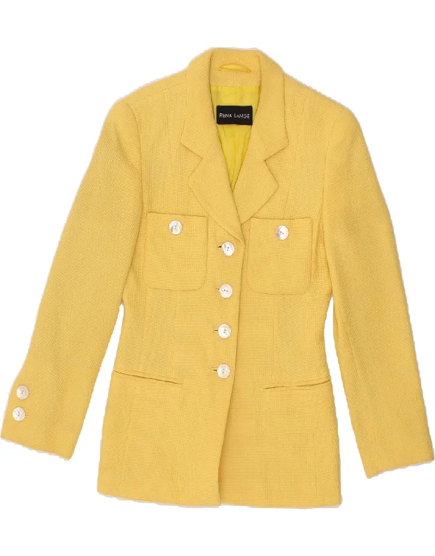 Women's Workout Clothing RENA LANGE Womens 4 Button Blazer Jacket EU 36 Small Yellow Virgin Wool
