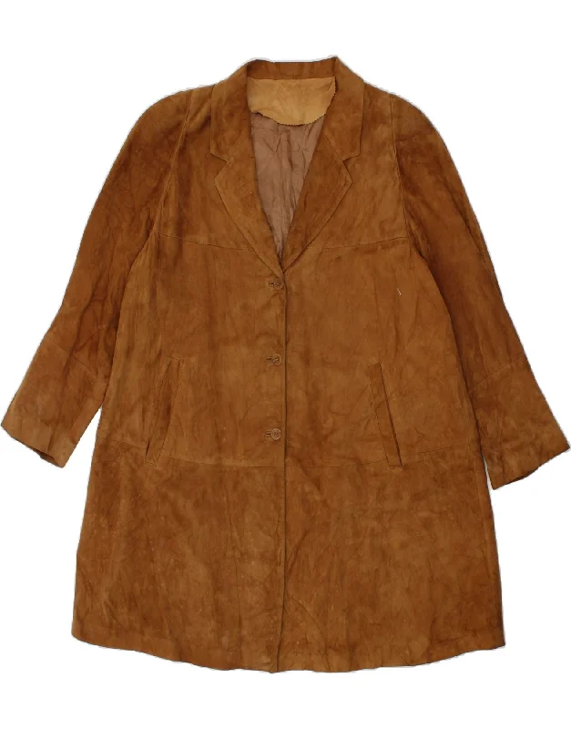 Women's Seasonal Apparel PICCINI Womens Suede Overcoat IT 46 Large Brown