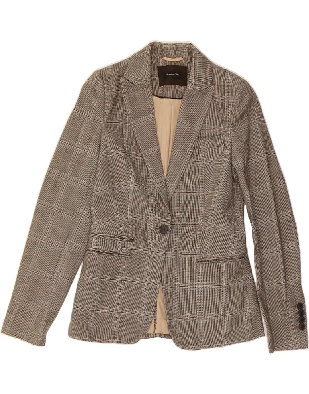 Outfits Ideas MASSIMO DUTTI Womens 1 Button Blazer Jacket EU 38 Small Grey Check