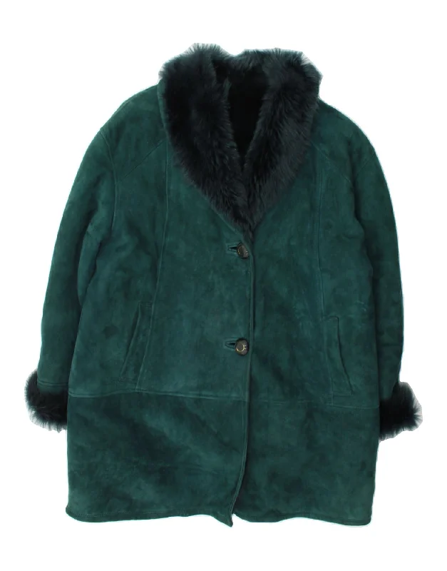 High-Fashion Women's Clothing DIBI Womens Loose Fit Shearling Coat IT 46 Large Green Shearling