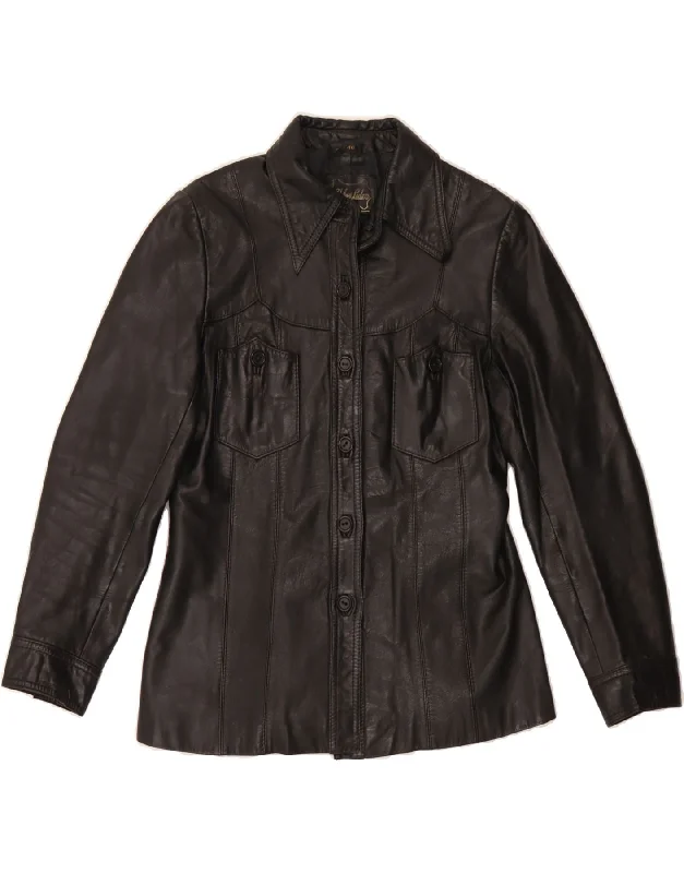 Affordable Women's Clothing Sale Online VINTAGE Womens Leather Jacket IT 40 Small Black Leather