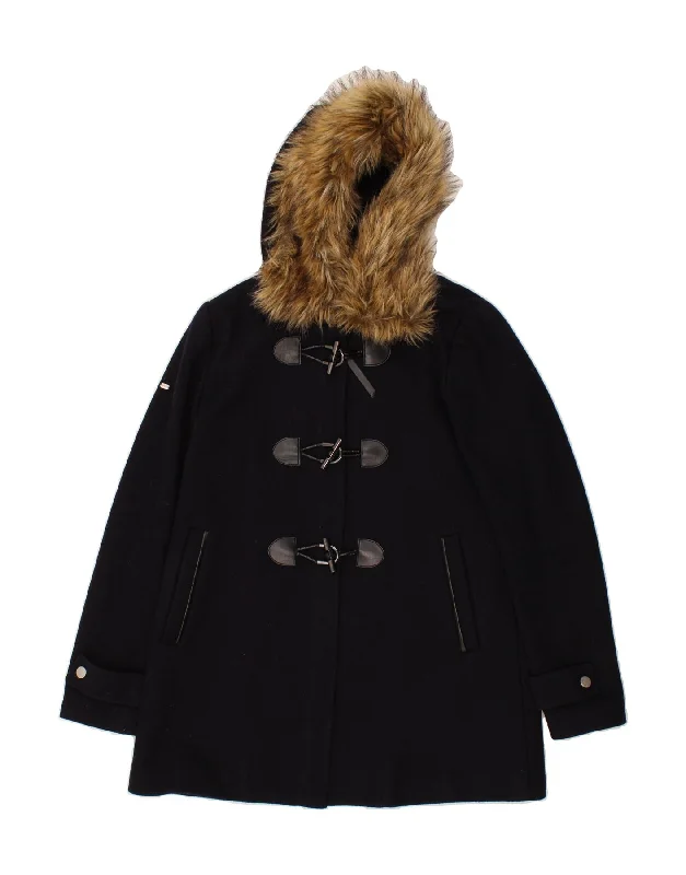 Timeless Classics SUPERDRY Womens Hooded Duffle Coat IT 54 3XL Navy Blue Wool