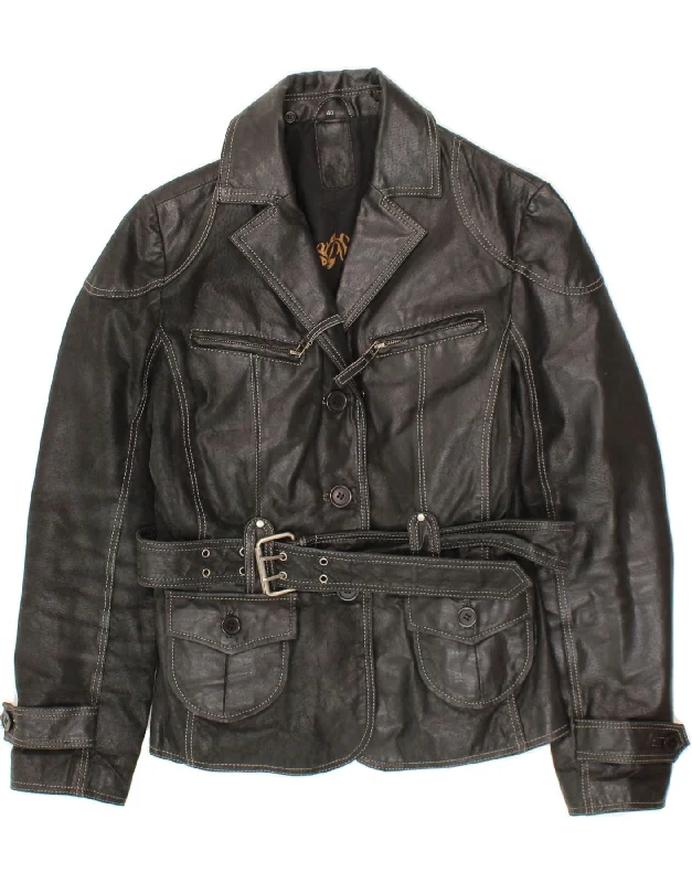 Holiday Discount VINTAGE Womens Leather Jacket EU 40 Medium Black Leather
