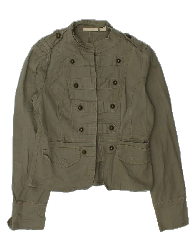 Modern Women's Attire DKNY Womens Military Jacket UK 14 Medium Green Cotton