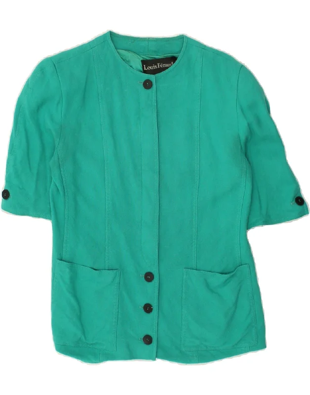 Relaxed Style LOUIS FERAUD Womens Short Sleeve Blazer Jacket UK 14 Large Turquoise