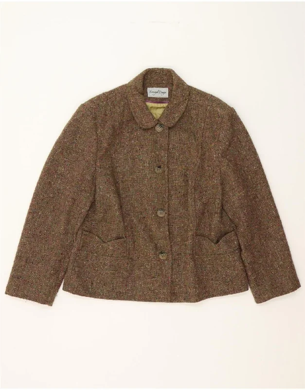 Fashion-forward Women's Clothing DONEGAL DESIGN Womens 4 Button Blazer Jacket EU 44 XL Brown Fashion-forward Women's Clothing DONEGAL DESIGN Womens 4 Button Blazer Jacket EU 44 XL Brown