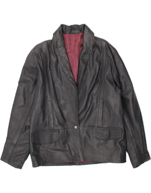 Relaxed Fashion VINTAGE Womens Leather Jacket UK 16 Large Black