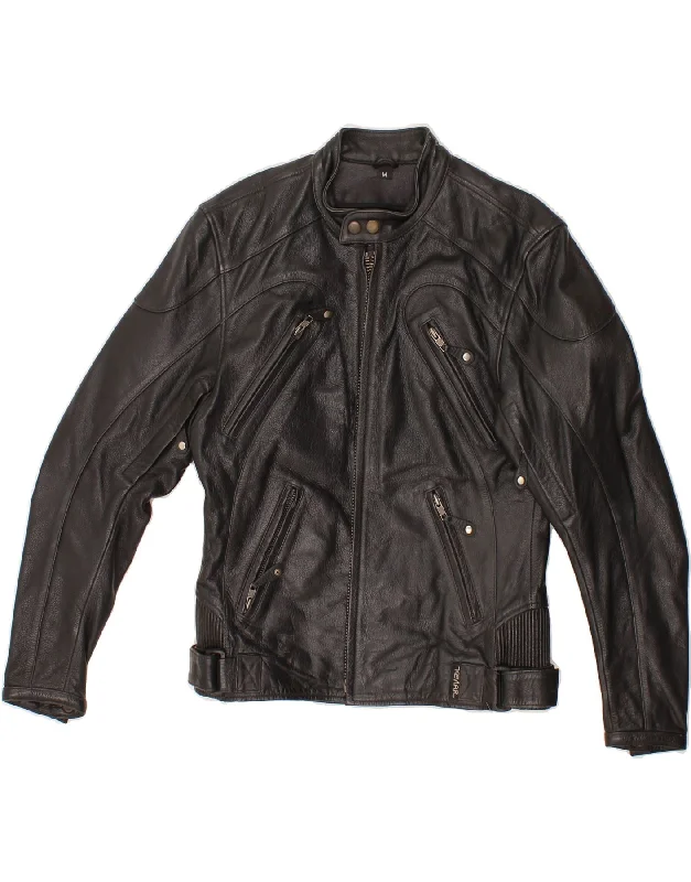 Weekend Sale VINTAGE Womens Leather Biker Jacket UK 14 Medium Black Leather