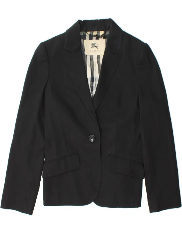 Vintage-Inspired Women's Apparel BURBERRY Womens Slim Fit 1 Button Blazer Jacket UK 8 Small Black Vintage-Inspired Women's Apparel BURBERRY Womens Slim Fit 1 Button Blazer Jacket UK 8 Small Black