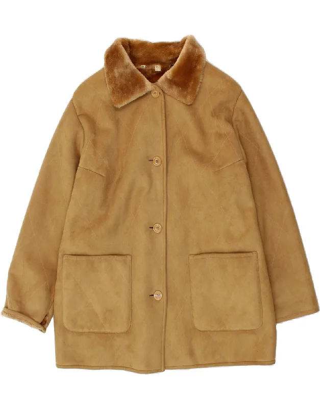 VIP Member Discount VINTAGE Womens Shearling Coat IT 48 XL Beige Shearling