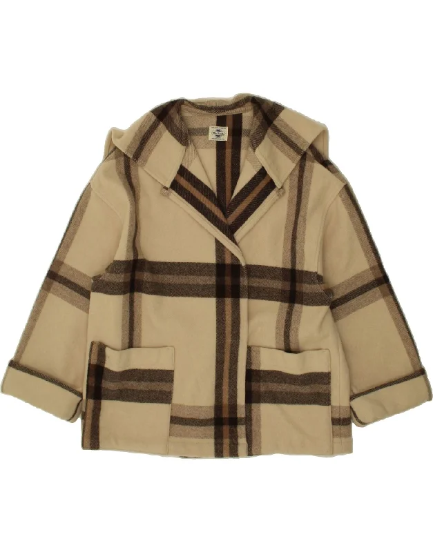 Women's Activewear Apparel VINTAGE Womens Overcoat UK 18 XL Beige Check