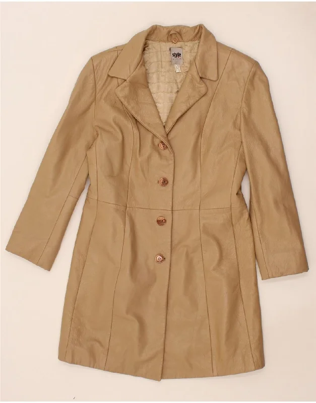 Comfortable Outfit For Women VINTAGE Womens Leather Coat UK 8 Small Beige Leather
