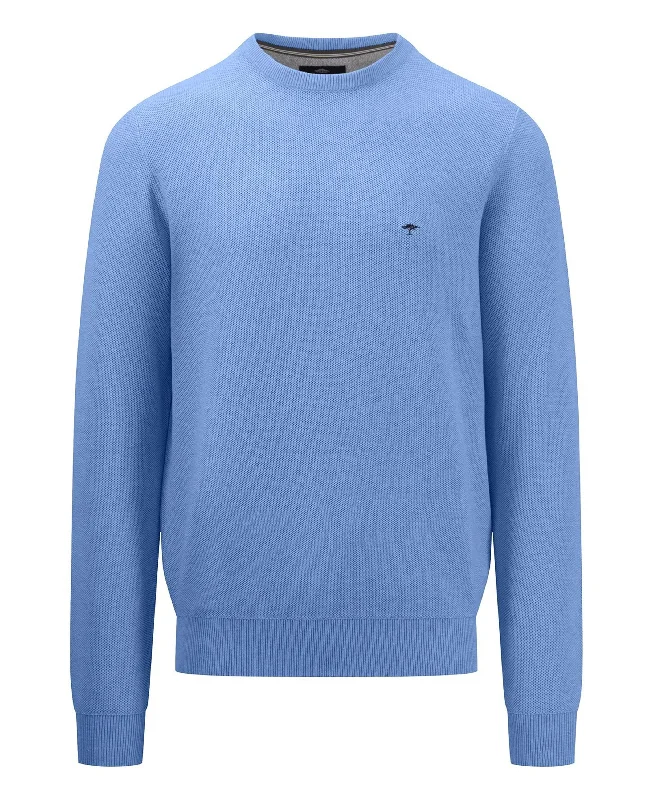 Women's Clothes For Outdoor Events Structured O-Neck Knit - Crystal Blue