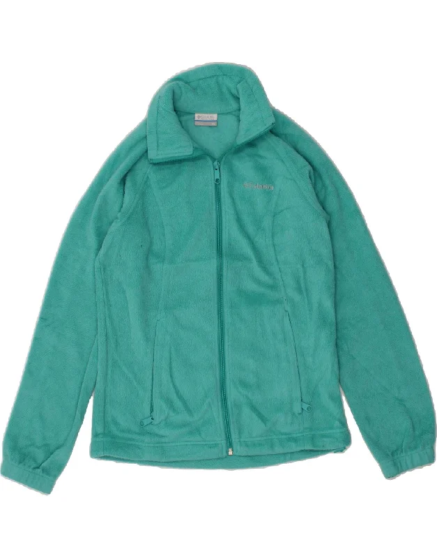 Bold Prints Casual Chic COLUMBIA Womens Fleece Jacket UK 6 XS Turquoise