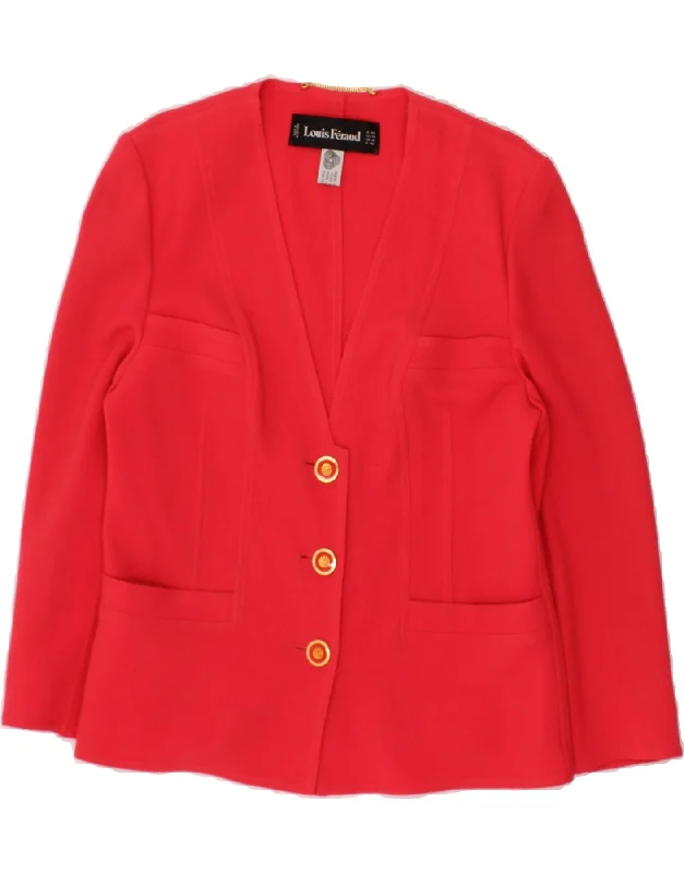Chic Casual Wardrobe Essentials LOUIS FERAUD Womens 3 Button Blazer Jacket UK 18 XL Red New Wool