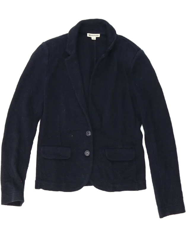 High-Fashion Women's Clothing WHISTLES Womens 2 Button Blazer Jacket UK 8 Small Navy Blue Cotton High-Fashion Women's Clothing WHISTLES Womens 2 Button Blazer Jacket UK 8 Small Navy Blue Cotton