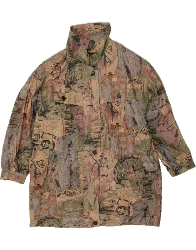 Comfortable Women's Outfits SCHERER Womens Abstract Pattern Overcoat UK 14 Large Beige Cotton