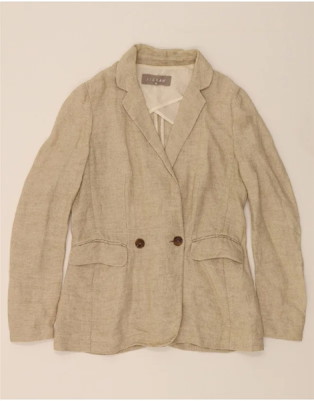 Easygoing Women's Style JIGSAW Womens Double Breasted Blazer Jacket UK 10 Small Beige Linen Easygoing Women's Style JIGSAW Womens Double Breasted Blazer Jacket UK 10 Small Beige Linen