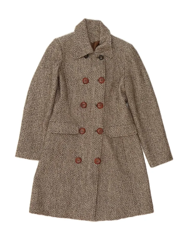 Women's Clothing For Travel VINTAGE Womens Double Breasted Coat UK 12 Medium Grey Houndstooth Wool Women's Clothing For Travel VINTAGE Womens Double Breasted Coat UK 12 Medium Grey Houndstooth Wool