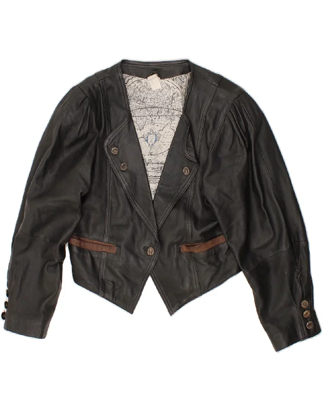Modern Women's Wardrobe Essentials VINTAGE Womens Crop Leather Jacket UK 16 Large Black Leather Modern Women's Wardrobe Essentials VINTAGE Womens Crop Leather Jacket UK 16 Large Black Leather