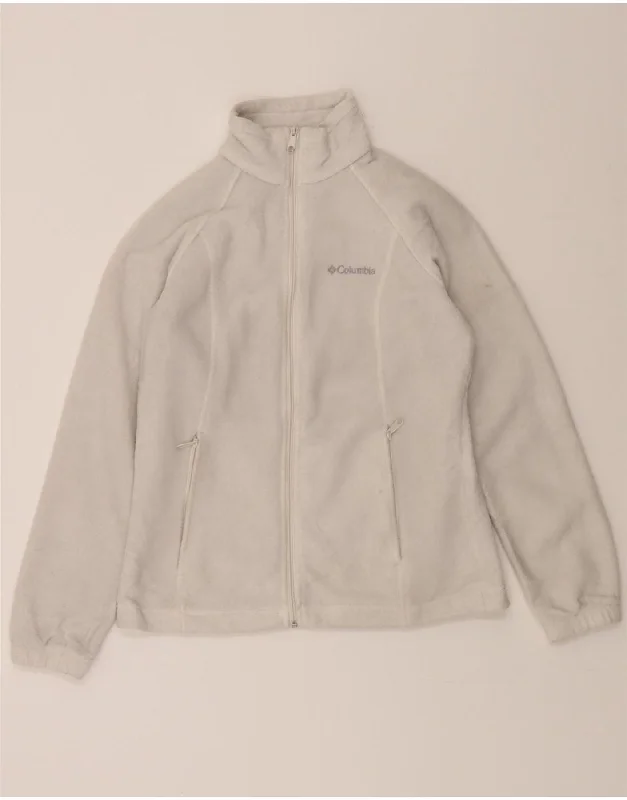 Women's Outerwear Clothing COLUMBIA Womens Fleece Jacket UK 14 Medium White Polyester