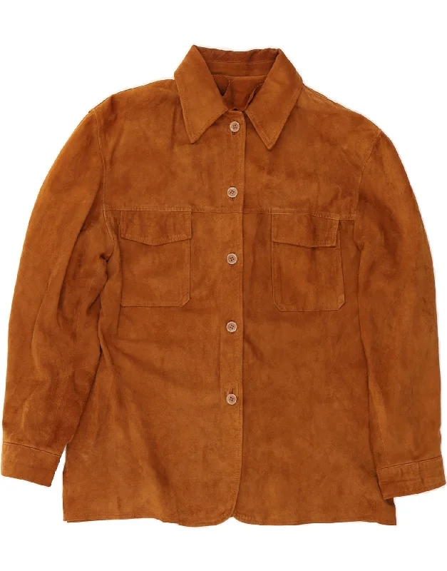 Casual Apparel For Women VINTAGE Womens Suede Jacket IT 46 Large Brown Leather