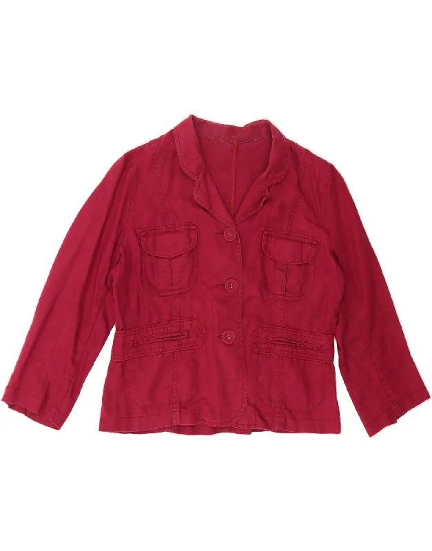 High-End Women's Apparel HOBBS Womens 3 Button Blazer Jacket UK 14 Medium Red Linen