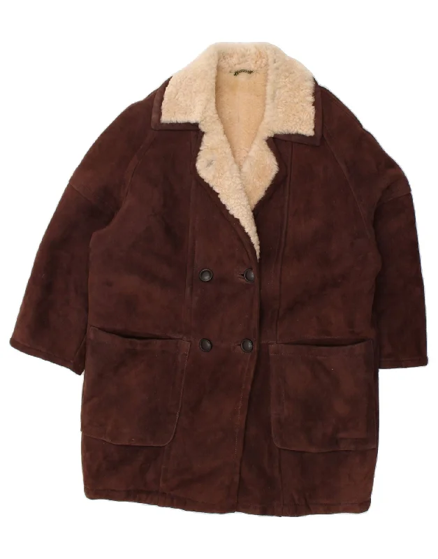 Best Online Clothing Boutiques VINTAGE Womens Shearling Jacket IT 42 Medium Brown