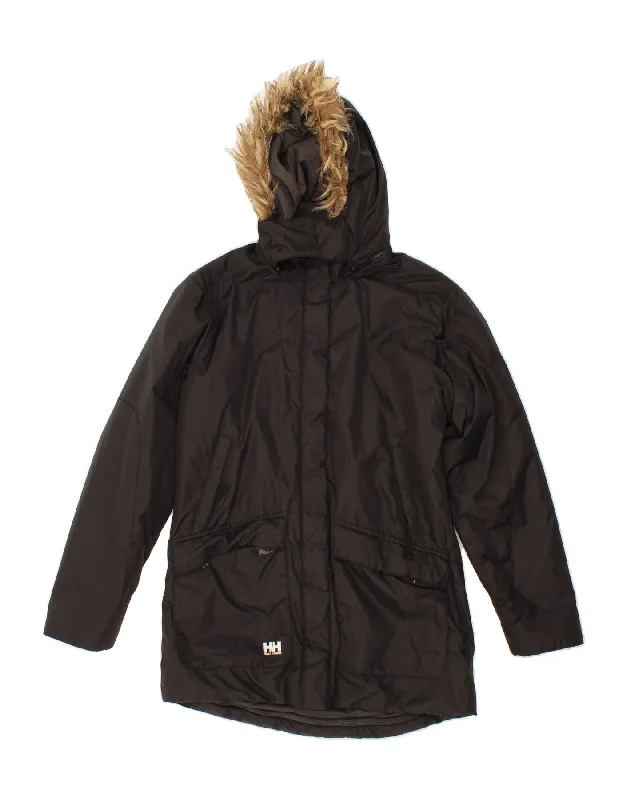 Women's Sporty Clothes HELLY HANSEN Womens Hooded Windbreaker Coat UK 10 Small Black Polyamide Women's Sporty Clothes HELLY HANSEN Womens Hooded Windbreaker Coat UK 10 Small Black Polyamide