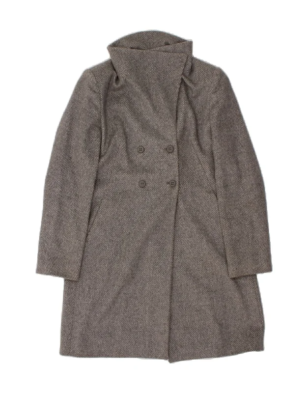 Fashionable Women's Casual Apparel BENETTON Womens Double Breasted Coat IT 46 Large Grey Herringbone Wool Fashionable Women's Casual Apparel BENETTON Womens Double Breasted Coat IT 46 Large Grey Herringbone Wool