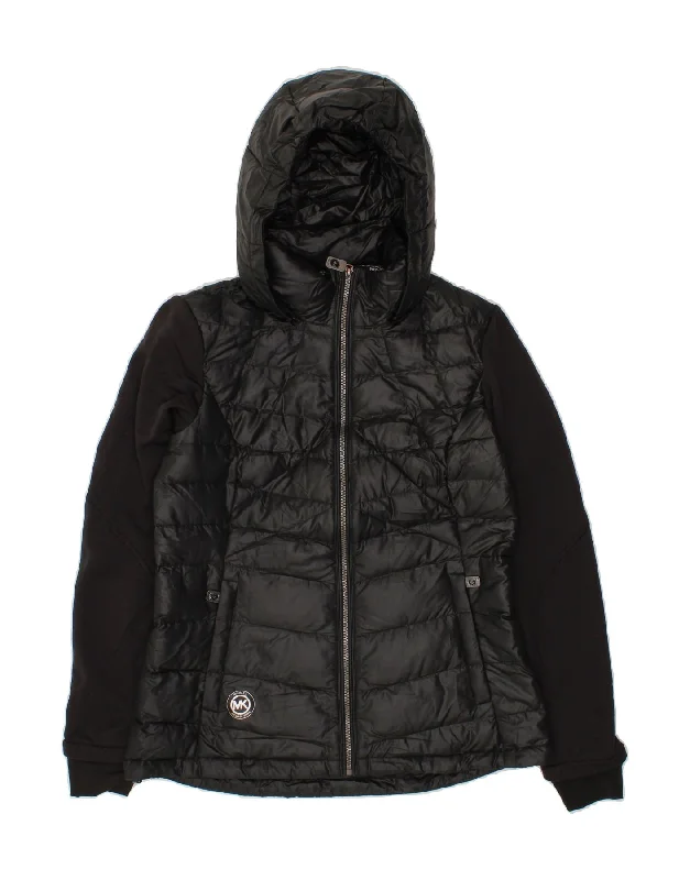 Chic Women's Clothing MICHAEL KORS Womens Hooded Padded Jacket UK 14 Medium Black Polyester Chic Women's Clothing MICHAEL KORS Womens Hooded Padded Jacket UK 14 Medium Black Polyester