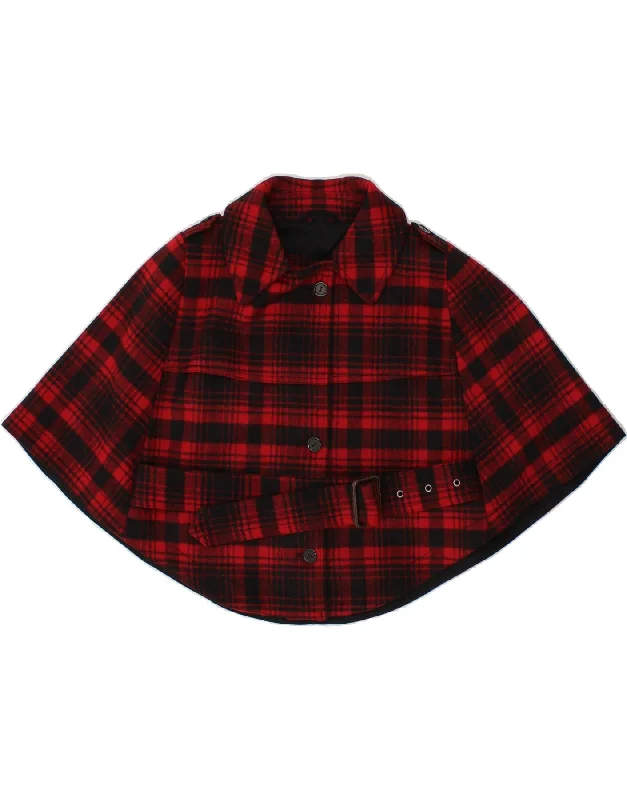 Sale Clothes Online WOOLRICH Womens Poncho Coat One Size Red Check Wool