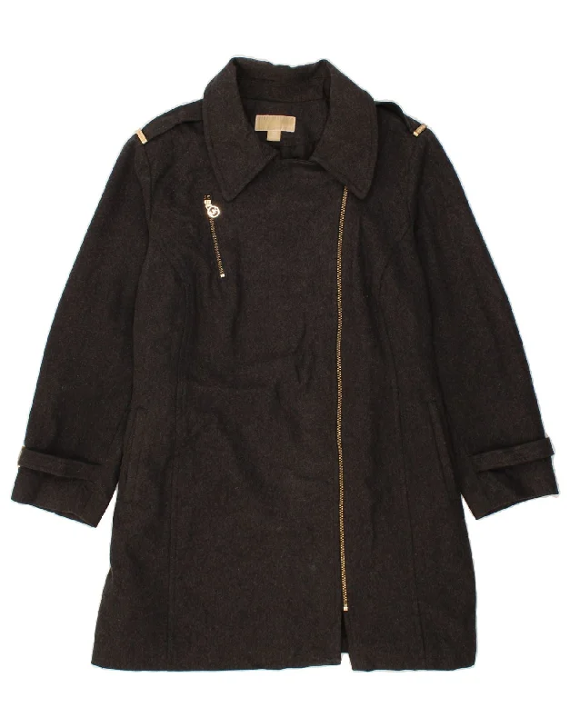 Women's Comfortable Apparel MICHAEL KORS Womens Overcoat US 22 3XL Grey Wool