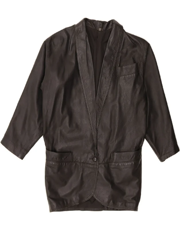 Casual Clothes For Women VINTAGE Womens Leather Coat US 10 Large Black Leather