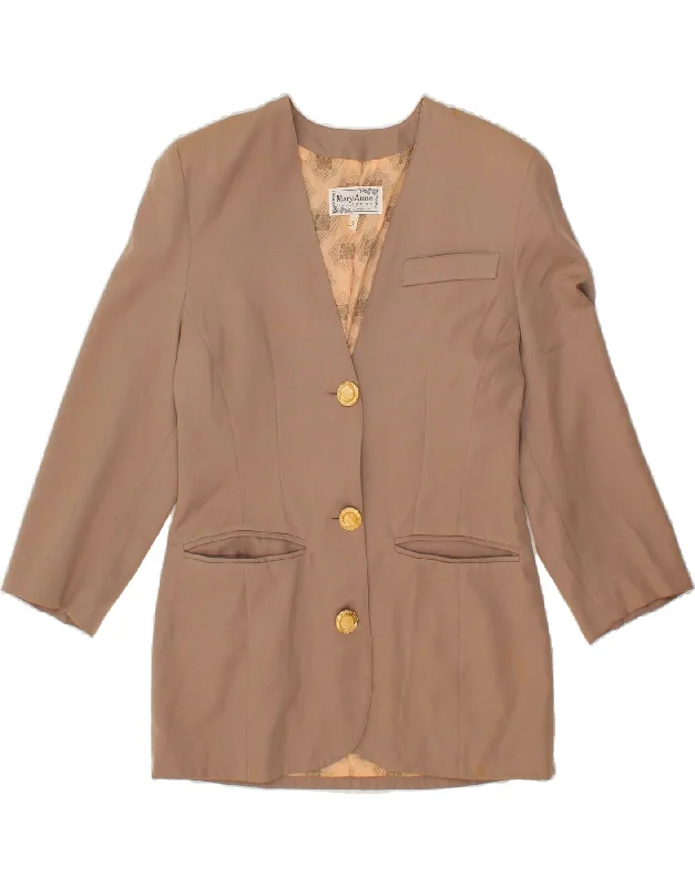 Women's Clothing for Every Season and Trend VINTAGE Womens Longline 3 Button Blazer Jacket UK 10 Small Beige Polyester