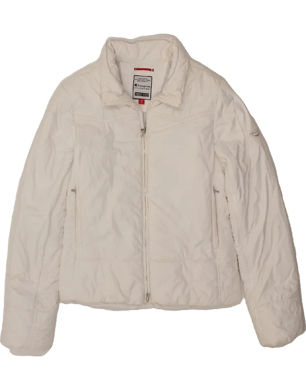 Vintage Clothing For Women CHAMPION Womens Padded Jacket UK 16 Large White Polyester