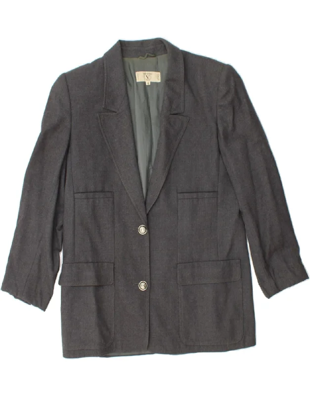 Vintage Women's Fashion VALENTINO Womens 2 Button Blazer Jacket IT 44 Medium Grey Wool Vintage Women's Fashion VALENTINO Womens 2 Button Blazer Jacket IT 44 Medium Grey Wool