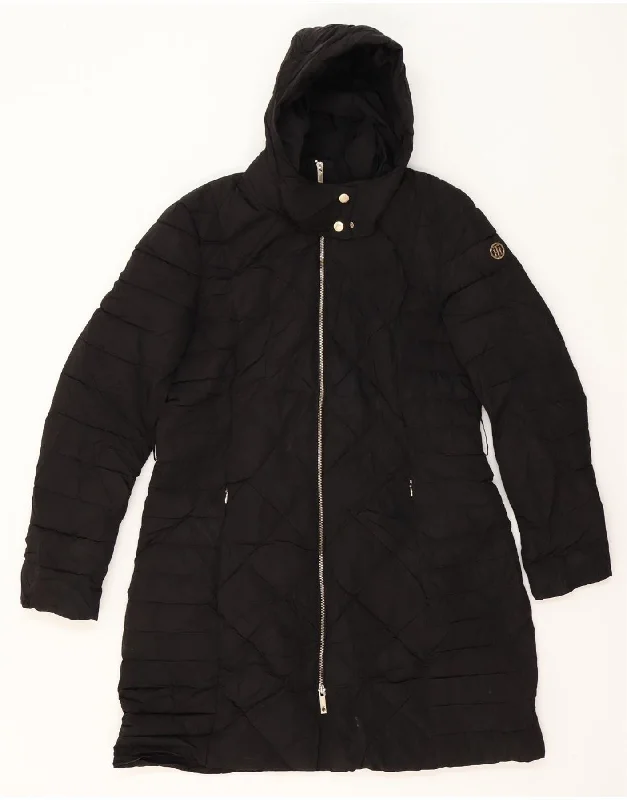 Online Boutiques Clothing TOMMY HILFIGER Womens Hooded Padded Coat UK 16 Large Black