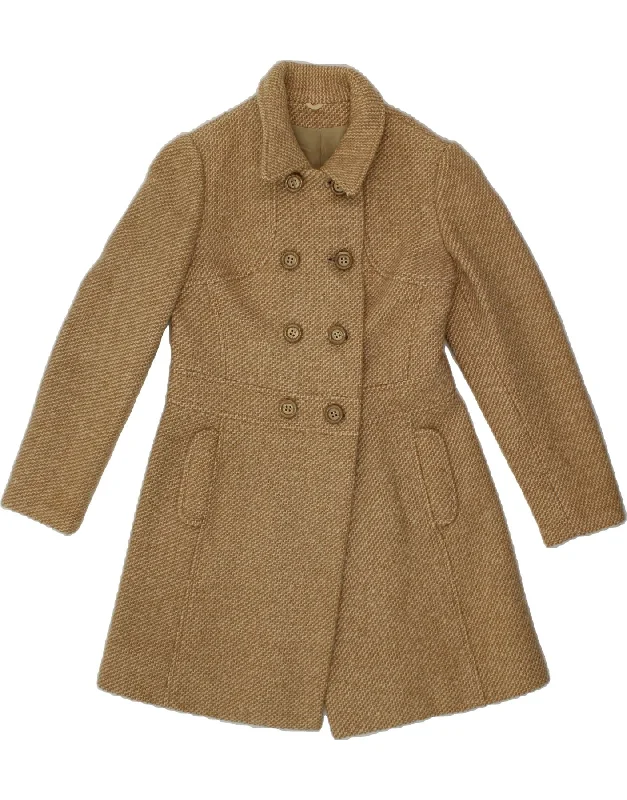 Women's Trendy Outfits VINTAGE Womens Double Breasted Coat UK 14 Medium Beige