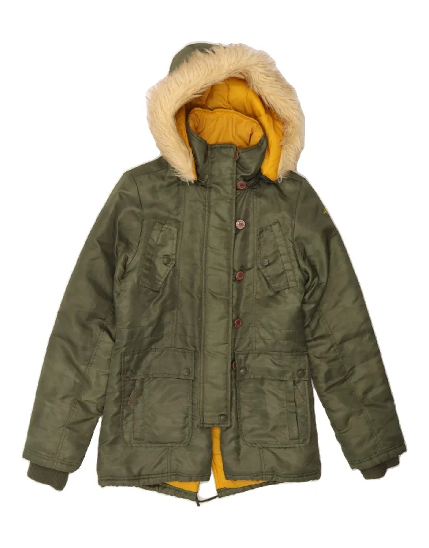 Discount Store ROXY Womens Hooded Parka Jacket UK 10 Small Green Polyester