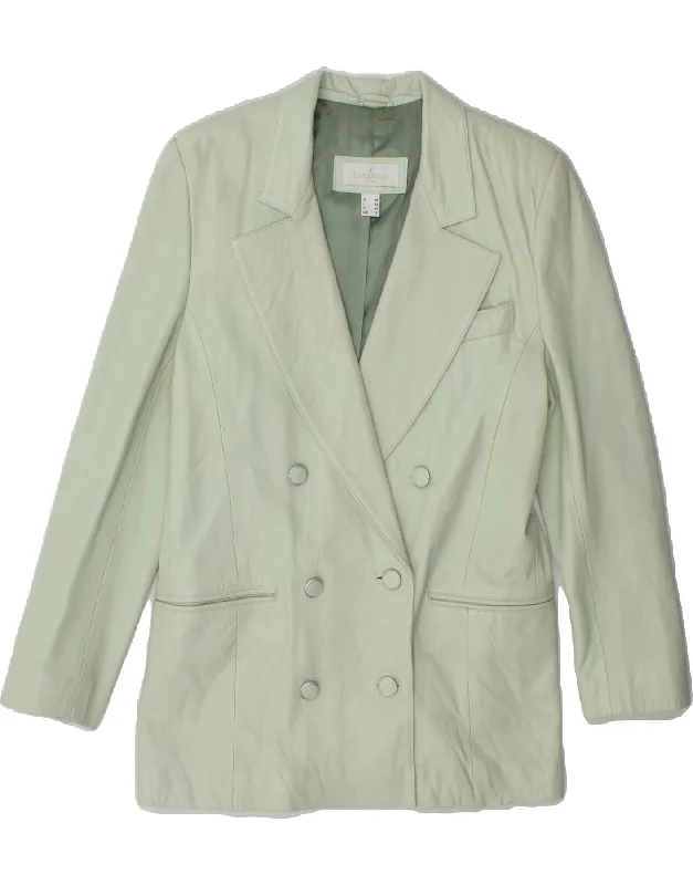 High Street Women's Fashion for Trendy Shoppers ELEGANCE Womens Double Breasted Blazer Jacket UK 12 Medium Green Leather