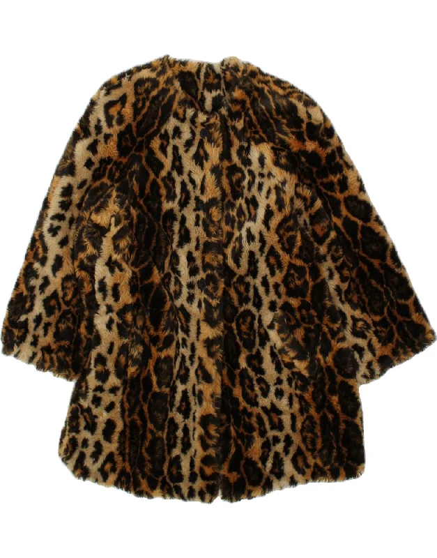 Effortless Chic for Women VINTAGE Womens Faux Fur Coat IT 44 Medium Brown Animal Print Acrylic Effortless Chic for Women VINTAGE Womens Faux Fur Coat IT 44 Medium Brown Animal Print Acrylic