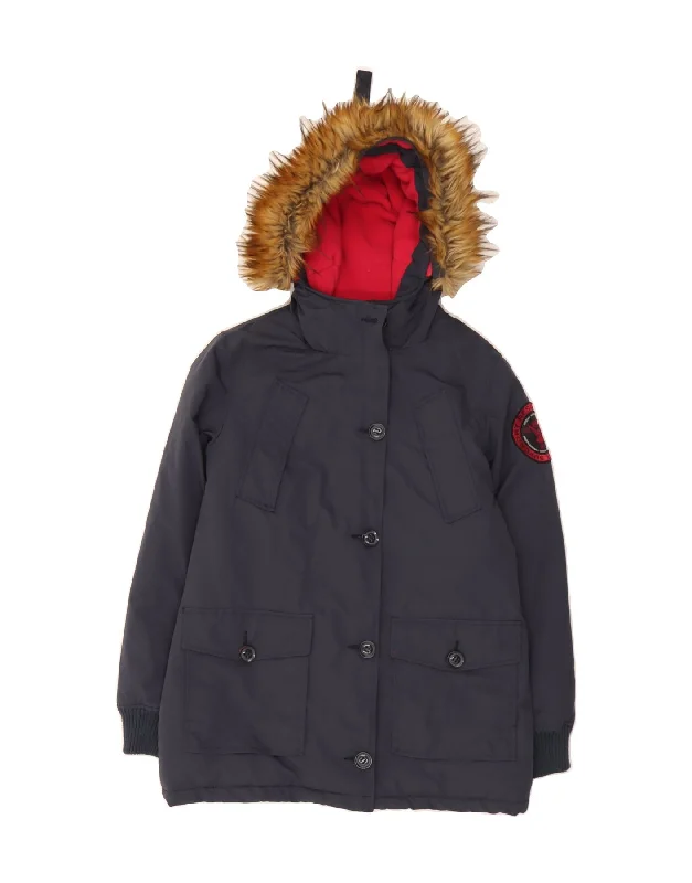 Women's Professional Clothes SUPERDRY Womens Hooded Parka Jacket UK 16 Large Navy Blue Polyester Women's Professional Clothes SUPERDRY Womens Hooded Parka Jacket UK 16 Large Navy Blue Polyester