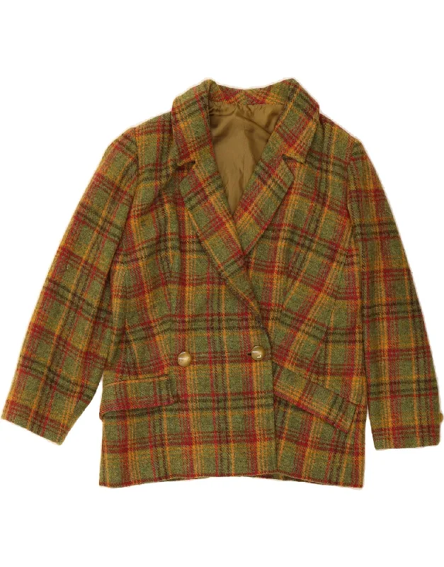 Women's Formal Wear VINTAGE Womens Double Breasted Blazer Jacket UK 14 Large Green Check Women's Formal Wear VINTAGE Womens Double Breasted Blazer Jacket UK 14 Large Green Check