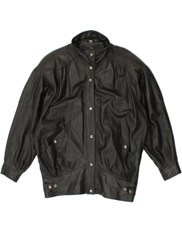 Online Boutiques Affordable VINTAGE Womens Leather Jacket UK 16 Large Black Leather