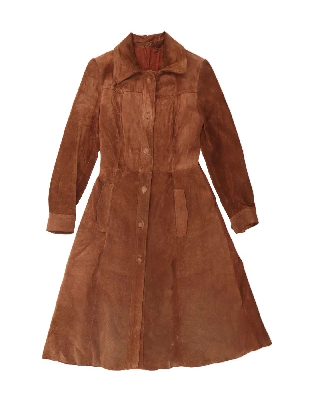 Online Boutique Stores VINTAGE Womens Suede Overcoat IT 46 Large Brown